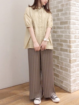 「earth music&ecology（アースミュージックアンドエコロジー）のアイテム（シャツ/ブラウス）」を使った、makophithさん（レディース・153cm）の秋コーディネート