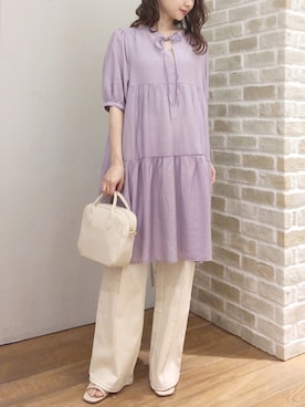 「earth music&ecology（アースミュージックアンドエコロジー）のアイテム（トートバッグ）」を使った、makophithさん（レディース・153cm）の夏コーディネート