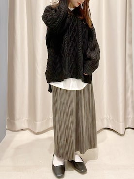 「ベロアスカート」｜「アイテム（パンプス）」を使った、makophithさん（レディース・153cm）の春コーディネート
