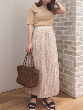 「メロートップス」｜「アイテム（サンダル）」を使った、makophithさん（レディース・153cm）の秋コーディネート