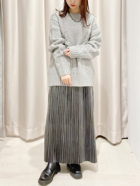 「ベロアスカート」｜「アイテム（アクセサリー）」を使った、makophithさん（レディース・153cm）の春コーディネート