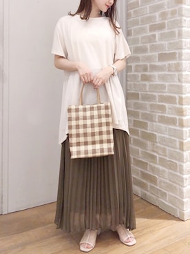 「earth music&ecology（アースミュージックアンドエコロジー）のアイテム（トートバッグ）」を使った、makophithさん（レディース・153cm）の夏コーディネート