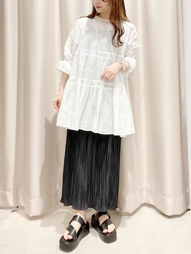 「ティアードブラウス」｜makophithさん（レディース・153cm）の夏コーディネート