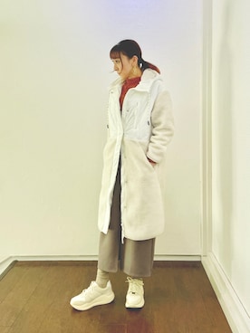 「H&M（エイチ・アンド・エム）のアイテム（ジャケット/アウター）」を使った、ホリさんさん（レディース・160cm）の冬コーディネート