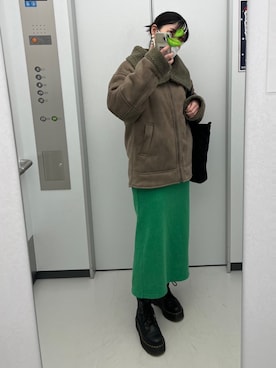 「みどり」｜「アイテム（ジャケット/アウター）」を使った、risaさん（レディース・162cm）の冬コーディネート