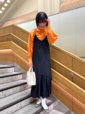 「ノーカラーシャツ」｜「アイテム（バレエシューズ）」を使った、kotoさん（レディース・165cm）の冬コーディネート