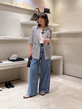 「GALLARDAGALANTE（ガリャルダガランテ）のフレンチシアーロゴTee（キャミソール、ホワイト系）」を使った、CHIEさん（レディース・162cm）の春コーディネート