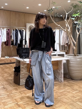 「GALLARDAGALANTE（ガリャルダガランテ）のドルマンジャージープルオーバー（Shirts、ブラック系）」を使った、CHIEさん（レディース・162cm）の春コーディネート