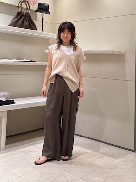「GALLARDAGALANTE（ガリャルダガランテ）のアメスリタンク（キャミソール、ホワイト系）」を使った、CHIEさん（レディース・162cm）の春コーディネート