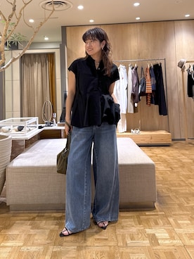 「GALLARDAGALANTE（ガリャルダガランテ）のライトデニム（デニムパンツ、ブルー系）」を使った、CHIEさん（レディース・162cm）の夏コーディネート
