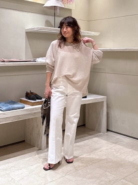 「GALLARDAGALANTE（ガリャルダガランテ）の【2.718】サムリングサンダル（Sandals、ブラウン系）」を使った、CHIEさん（レディース・162cm）の春コーディネート