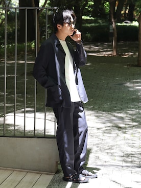 「A.Kjaerbede(エキアビド)のアイテム」を使った、たなかさん(メンズ・172cm)の夏コーディネート