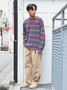 「Clarks（クラークス）のアイテム（ブーツ）」を使った、たなかさん（メンズ・172cm）の夏コーディネート