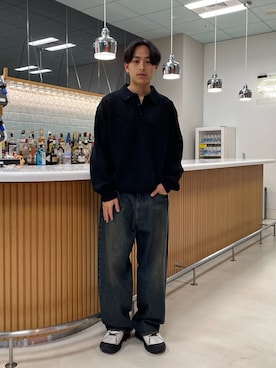 「アイテム（ポロシャツ）」を使った、たなかさん（メンズ・172cm）の春コーディネート