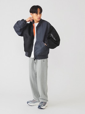 「Champion（チャンピオン）のアイテム（スウェットパンツ）」を使った、たなかさん（メンズ・172cm）の冬コーディネート