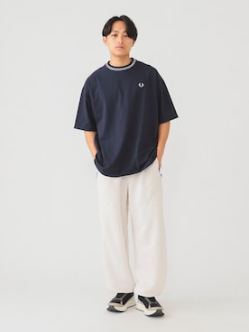 「FRED PERRY（フレッドペリー）のアイテム（Tシャツ/カットソー）」を使った、たなかさん（メンズ・172cm）の冬コーディネート