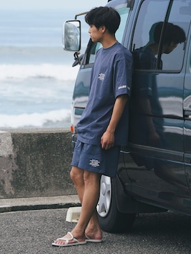 「MALIBU SHIRTS（マリブシャツ）のアイテム」を使った、たなかさん（メンズ・172cm）の夏コーディネート