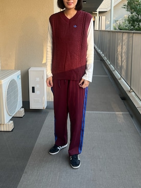 「アイテム（ベスト、レッド系）」を使った、lilyさん（レディース・166cm）の秋コーディネート