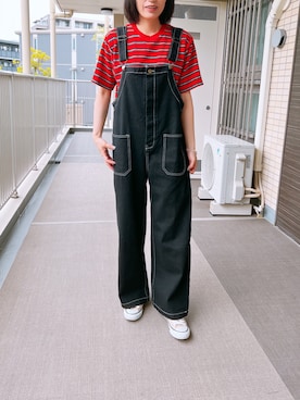 「SUGAR BISKET（シュガービスケット）のアイテム（サロペット/オーバーオール）」を使った、lilyさん（レディース・166cm）の夏コーディネート