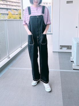「SUGAR BISKET（シュガービスケット）のアイテム（サロペット/オーバーオール）」を使った、lilyさん（レディース・166cm）の秋コーディネート
