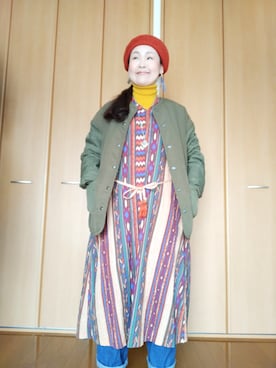 「チチカカ」｜「アイテム（ブルゾン）」を使った、michiyogaさん（レディース・159cm）の冬コーディネート