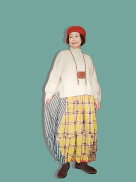 「チャイハネ（チャイハネ）のアイテム（ハンチング/ベレー帽）」を使った、michiyogaさん（レディース・159cm）の冬コーディネート