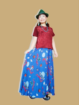 「チャイハネ（チャイハネ）のアイテム（スカート）」を使った、michiyogaさん（レディース・159cm）の夏コーディネート
