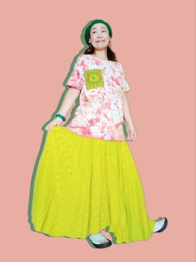 「チャイハネ（チャイハネ）のアイテム（ハンチング/ベレー帽）」を使った、michiyogaさん（レディース・159cm）の夏コーディネート