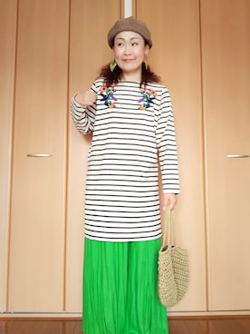 「チャイハネ（チャイハネ）のアイテム（ハンチング/ベレー帽）」を使った、michiyogaさん（レディース・159cm）の春コーディネート