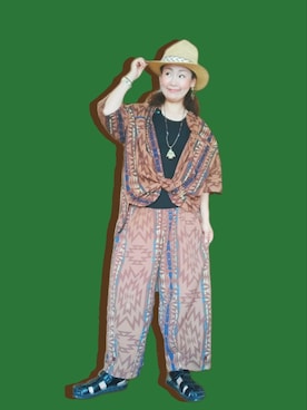 「チャイハネ（チャイハネ）のアイテム（サンダル）」を使った、michiyogaさん（レディース・159cm）の夏コーディネート