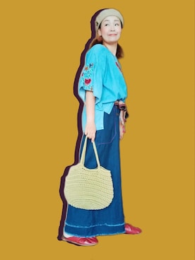 「チャイハネ（チャイハネ）のアイテム（ハンチング/ベレー帽）」を使った、michiyogaさん（レディース・159cm）の夏コーディネート