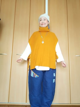 「チャイハネ（チャイハネ）のアイテム（ニットキャップ/ビーニー）」を使った、michiyogaさん（レディース・159cm）の春コーディネート
