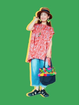 「チャイハネ（チャイハネ）のアイテム（バッグ）」を使った、michiyogaさん（レディース・159cm）の夏コーディネート