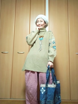 「チャイハネ（チャイハネ）のアイテム（バッグ）」を使った、michiyogaさん（レディース・159cm）の冬コーディネート
