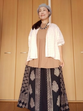 「チャイハネ（チャイハネ）のアイテム（Tシャツ/カットソー）」を使った、michiyogaさん（レディース・159cm）の秋コーディネート