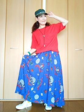 「チャイハネ（チャイハネ）のアイテム（キャップ）」を使った、michiyogaさん（レディース・159cm）の春コーディネート
