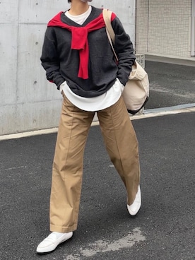 「アイテム（チノパンツ）」を使った、さいとうなるさん（レディース・158cm）の秋コーディネート