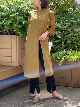 「秋トレンド2021」｜「アイテム（シャツワンピース）」を使った、MAIさん（レディース・170cm）の秋コーディネート