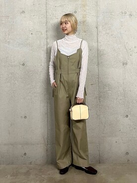 「春服デビュー宣言」｜「アイテム（サロペット/オーバーオール）」を使った、ひかたんさん（レディース・158cm）の春コーディネート