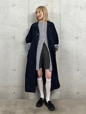 「KBF（ケイビーエフ）のアイテム（ステンカラーコート）」を使った、ひかたんさん（レディース・158cm）の冬コーディネート