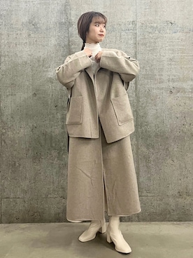 「SENSE OF PLACE by URBAN RESEARCH（センスオブプレイスバイアーバンリサーチ）のアイテム（ノーカラーコート）」を使った、ひかたんさん（レディース・158cm）の冬コーディネート