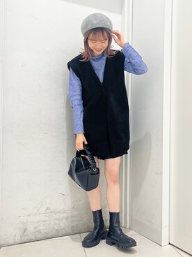 「SMELLY（スメリー）のアイテム（ハンチング/ベレー帽）」を使った、ひかたんさん（レディース・158cm）の秋コーディネート