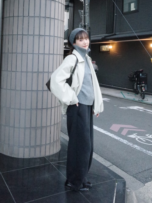 CLANE/クラネ】FAKE LEATHER BALLOON JACKET/フェイクレザーオーバー