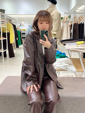 「アイテム（その他アウター、ブラウン系）」を使った、ひかたんさん（レディース・158cm）の秋コーディネート