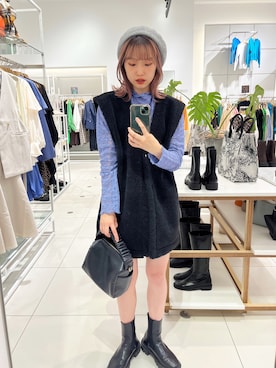 「SMELLY（スメリー）のアイテム（ハンチング/ベレー帽）」を使った、ひかたんさん（レディース・158cm）の秋コーディネート