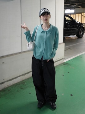 「アイテム（バッグ、ホワイト系）」を使った、ひかたんさん（レディース・158cm）の冬コーディネート