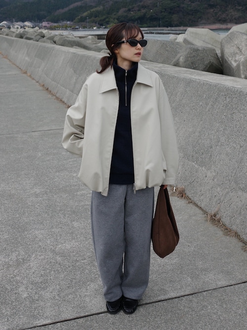 CLANE/クラネ】FAKE LEATHER BALLOON JACKET/フェイクレザーオーバー