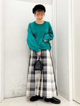 「SMELLY（スメリー）のアイテム（ハンチング/ベレー帽）」を使った、ひかたんさん（レディース・158cm）の秋コーディネート