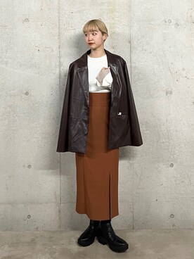 「HEYUMM」｜「アイテム（その他アウター）」を使った、ひかたんさん（レディース・158cm）の冬コーディネート