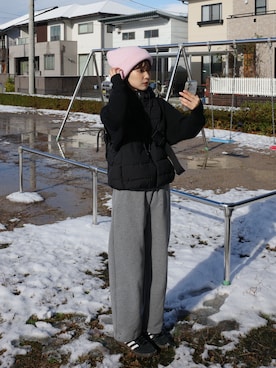 「ONE（ワン）のアイテム」を使った、ひかたんさん（レディース・158cm）の冬コーディネート